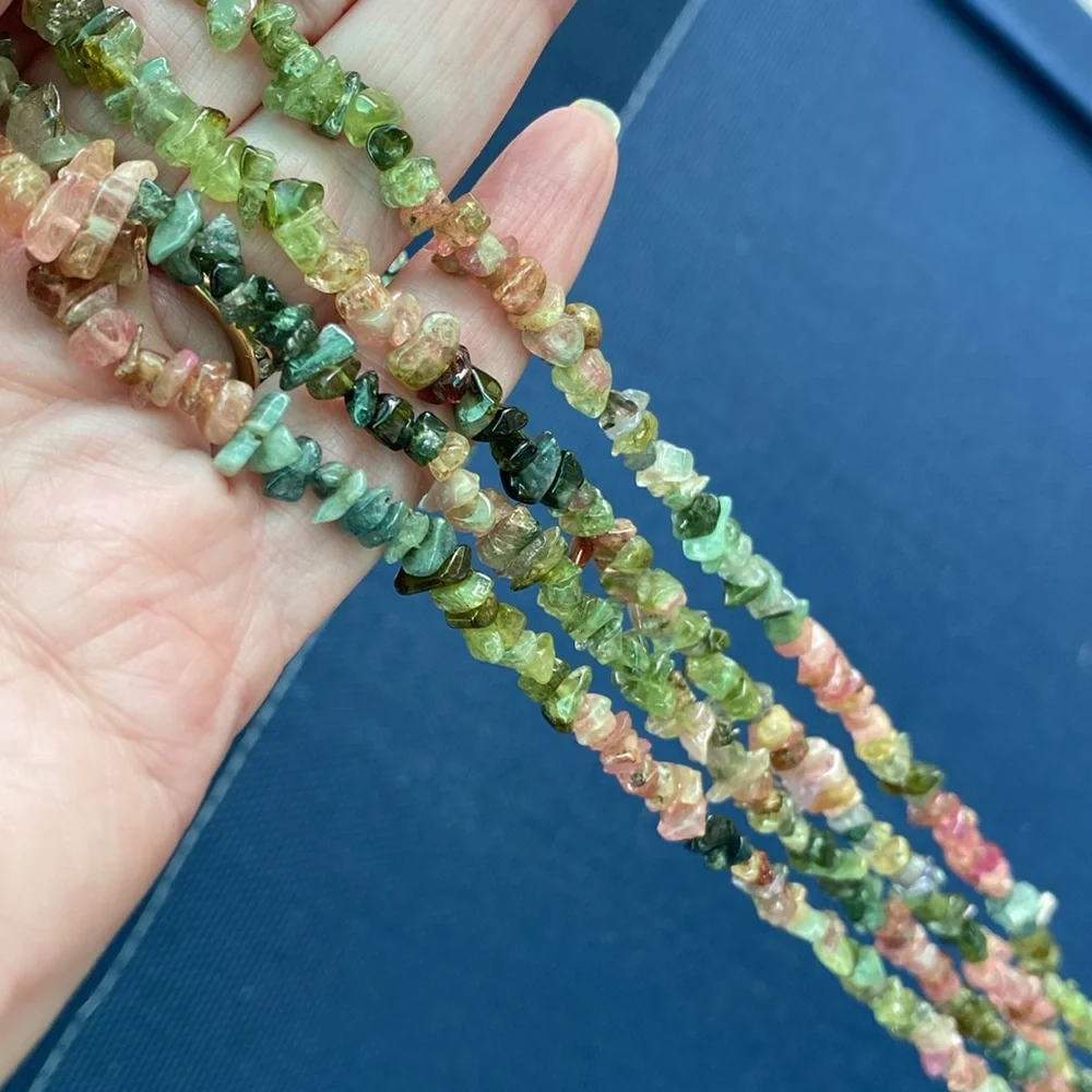 2 Vintage Tourmaline (?) Necklaces Multicolored Pink Green Watermelon Colors - Picture 8 of 11
